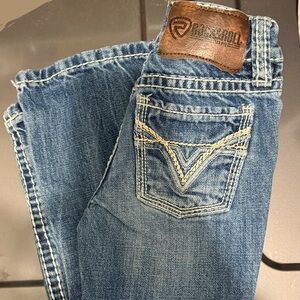 Blue Denim Jeans with Embroidered Pocket